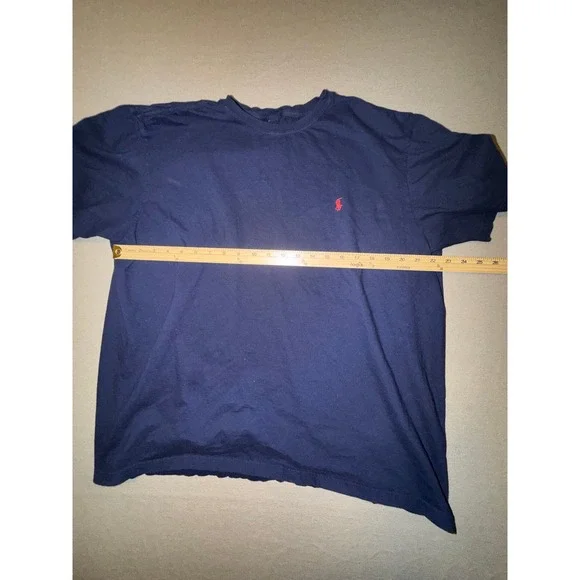 Polo Ralph Lauren Men Navy Blue Crew Neck T Shirt Red Pony Logo Size L - Picture 3 of 4